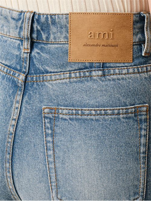 Jeans a zampa in cotone blu AMI PARIS | FTR420DE0046480